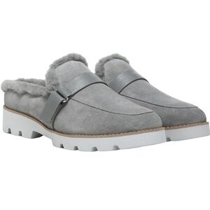 Vionic Charm Kailen Faux Shearling Slip On Mules in Gray